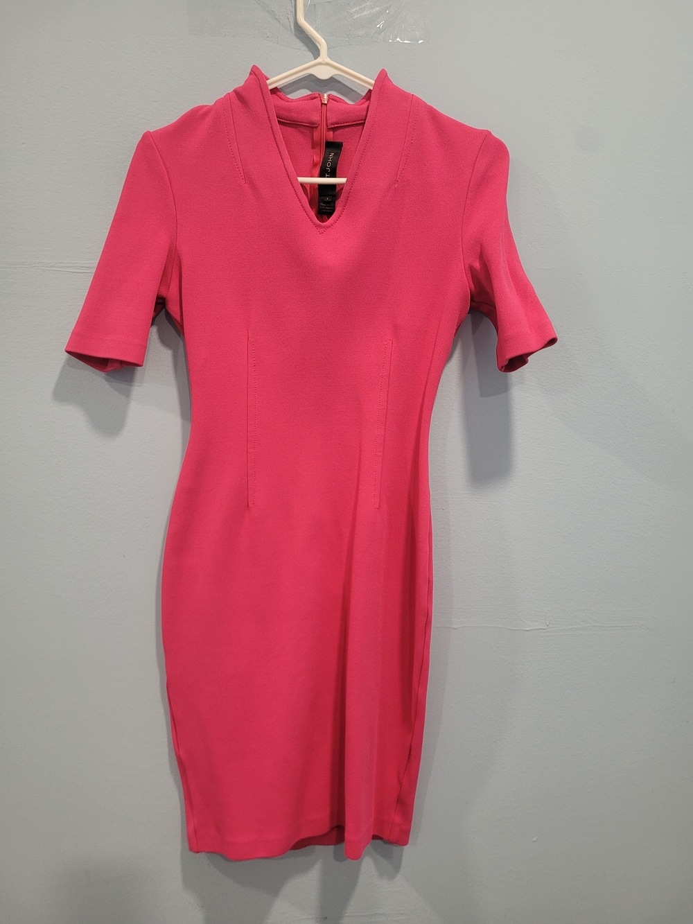 St. John Hot Pink Short Sleeve Sheath Dress